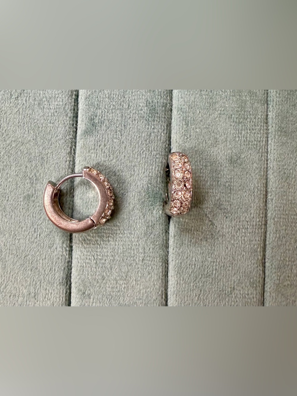 Crystal Pavé Huggie Hoop Earrings - Silver